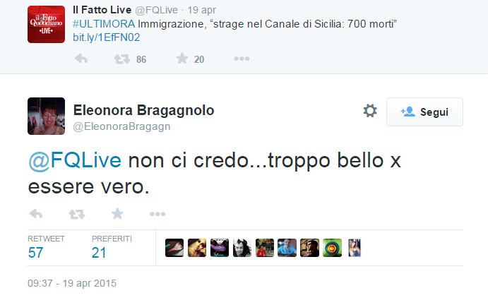 eleonora-bragagnolo-tweet-strage-canale-sicilia