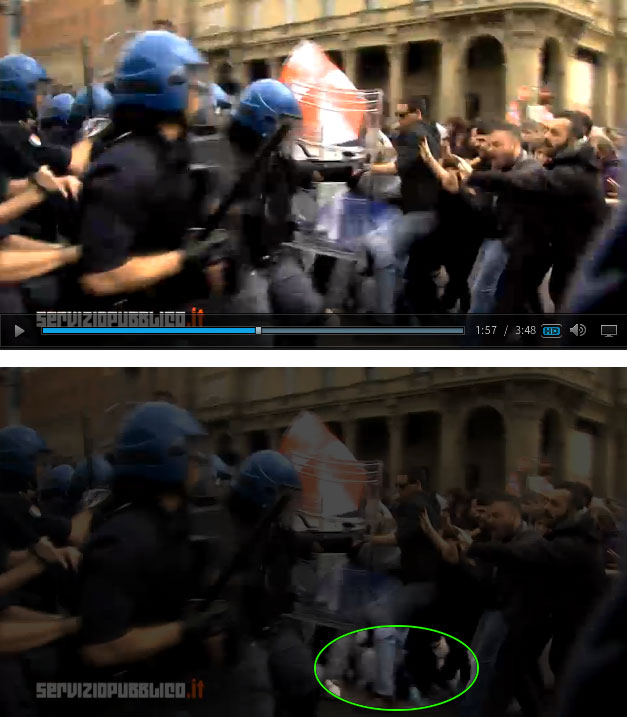 donna-travolta-manifestanti-carica-polizia-bologna
