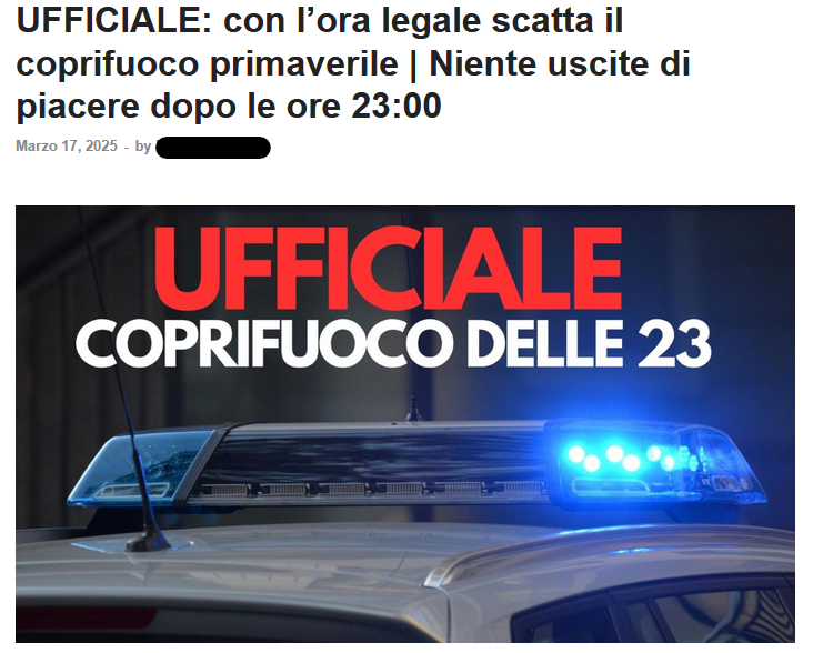 No, non esiste il coprifuoco stradale contro le prostitute durante l'ora legale