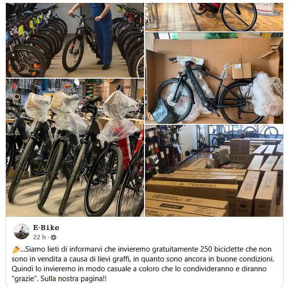 Spiacente, nessuno vi dà delle bici elettriche in regalo se commentate "grazie"