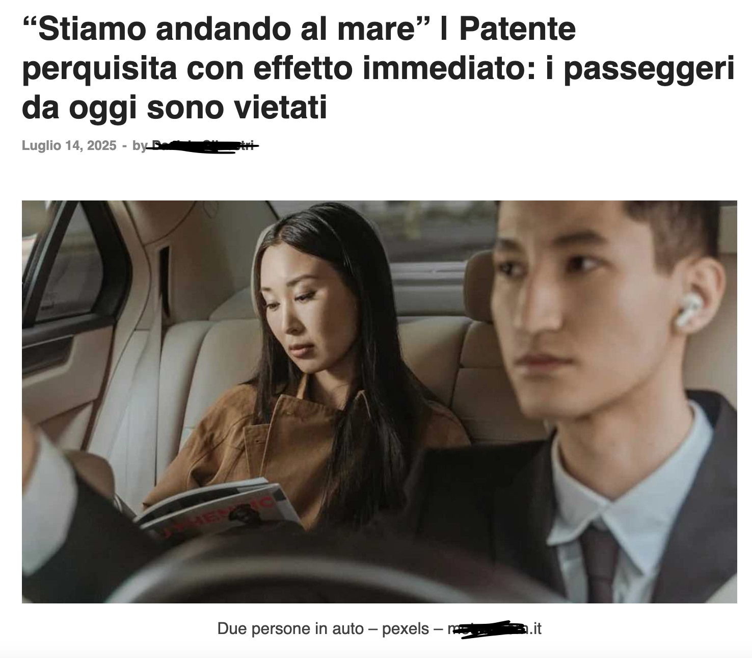 La bufala della "patente perquisita": nessuno ha vietato il trasporto di passeggeri