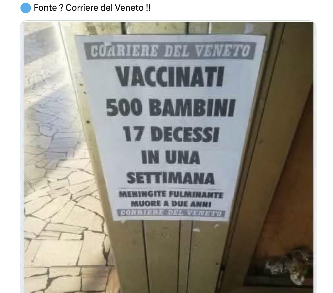 No, non è vero il Corriere del Veneto ha dichiarato 17 decessi tra i bambini vaccinati