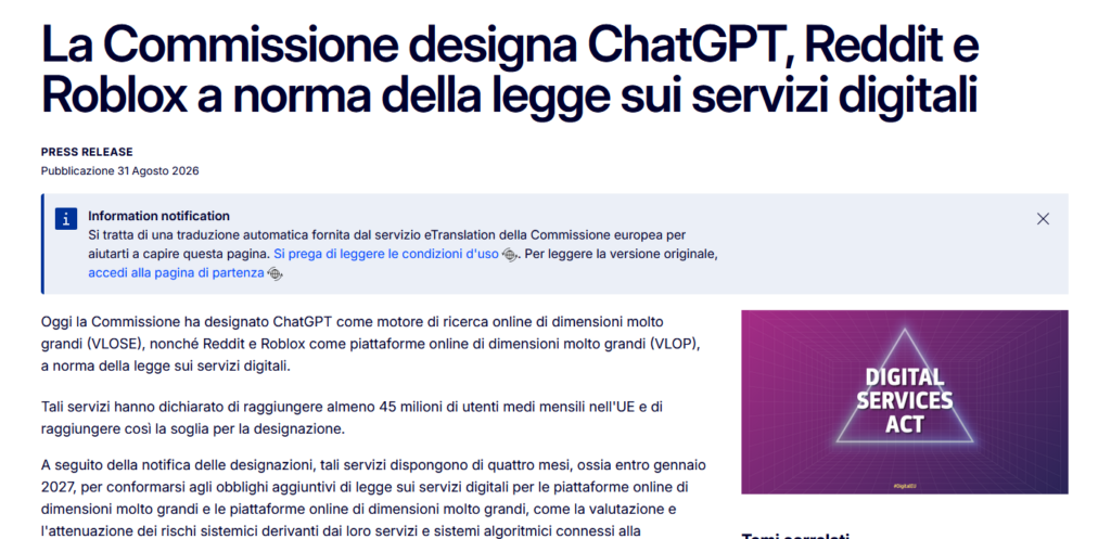 La Press Release dell'UE