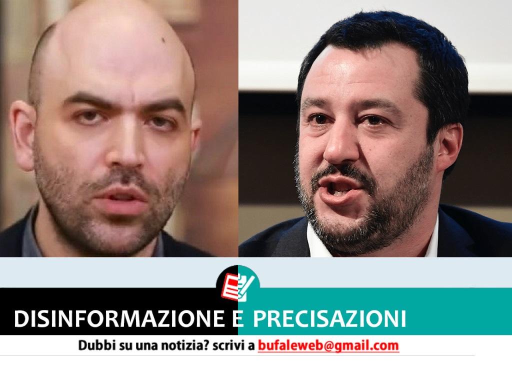 Salvini toglie la scorta a Saviano
