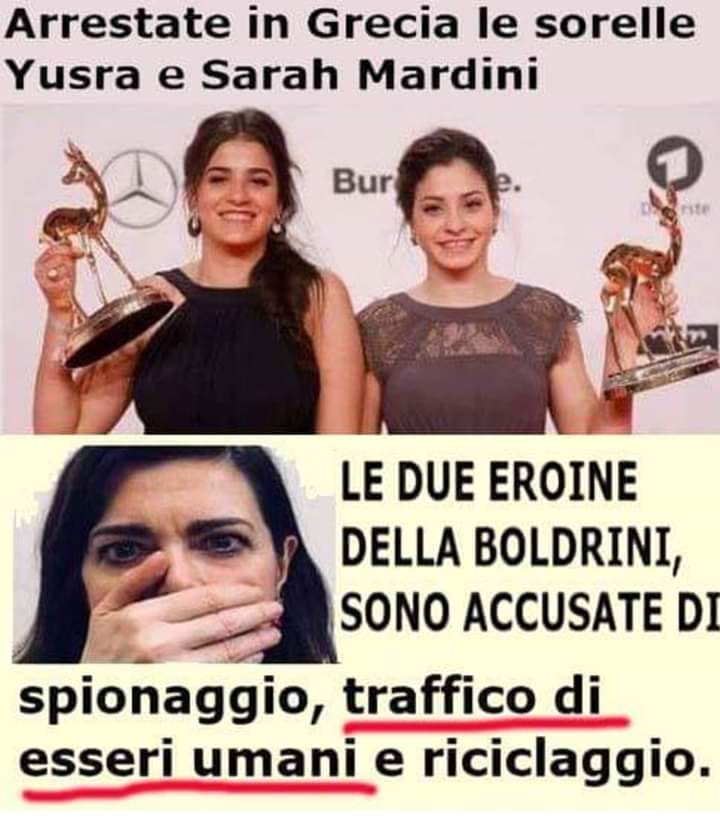 Il meme a base di Boldrini buttata a caso, "traffico di esseri umani" e indinniazione