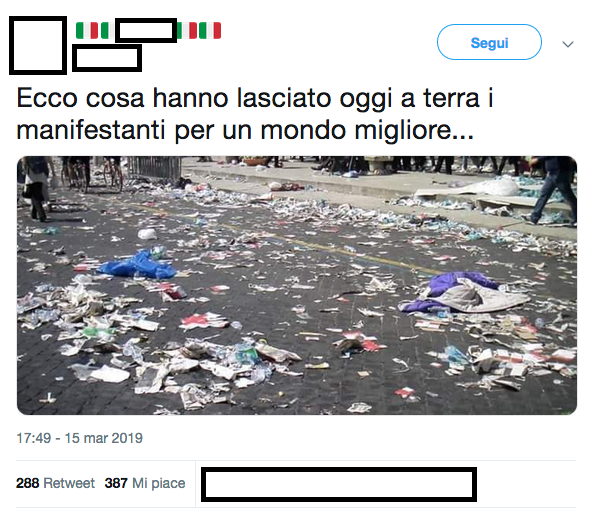 Ecco cosa hanno lasciato oggi a terra i manifestanti per un mondo migliore...