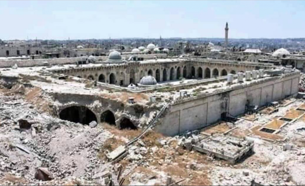 La presunta "Notre-Dame di Aleppo", in realtà la Grande Moschea degli Omayyadi,  22 Giugno 2017, Photo: GEORGE OURFALIAN/AFP/Getty Images