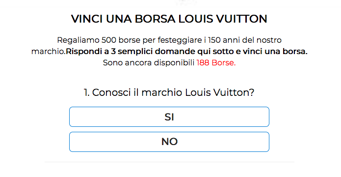 "Vinci una borsa Louis Vuitton"
