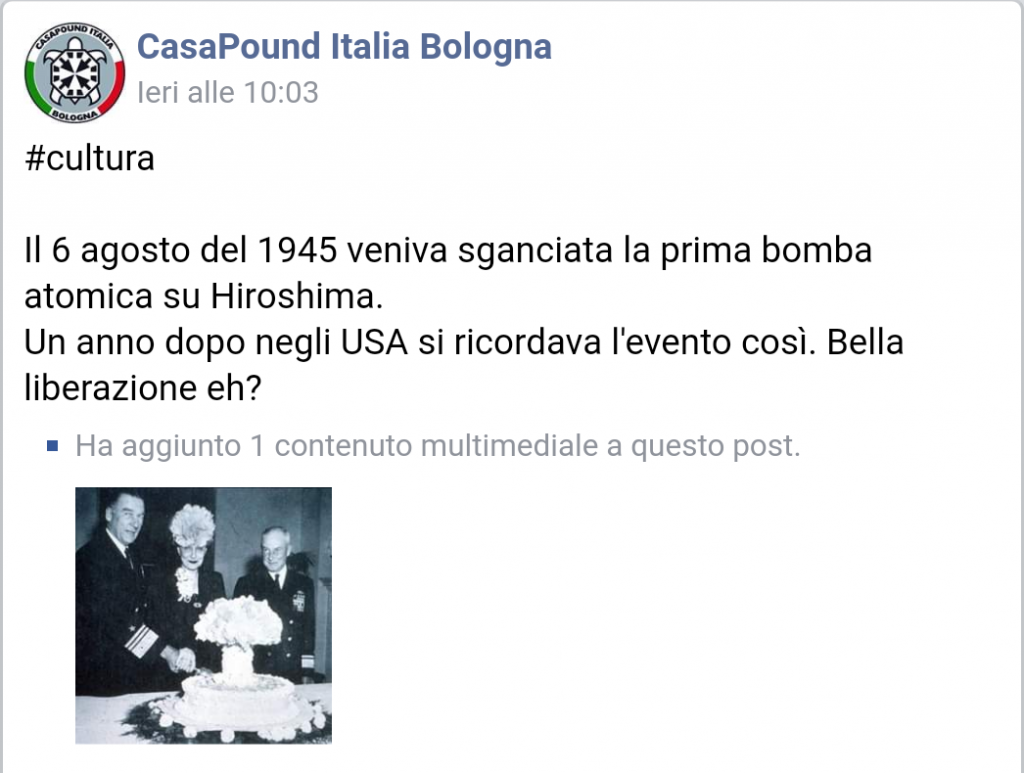 "negli USA si ricordava l'evento così". Versione originale pubblicata alle ore 10:03 del 6 agosto
