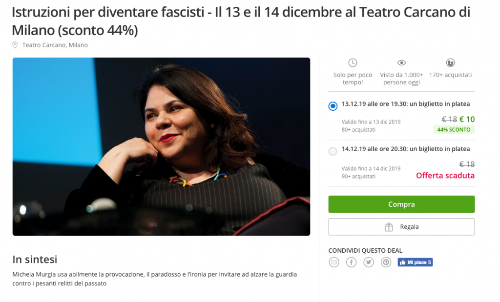 Istruzioni per diventare fascisti - Il 13 e il 14 dicembre al Teatro Carcano di Milano (sconto 44%) 