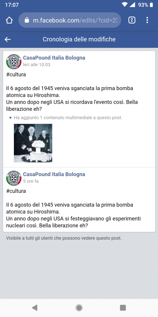 La cronologia modifiche aggiornata alle ore 17:00 del 7 agosto