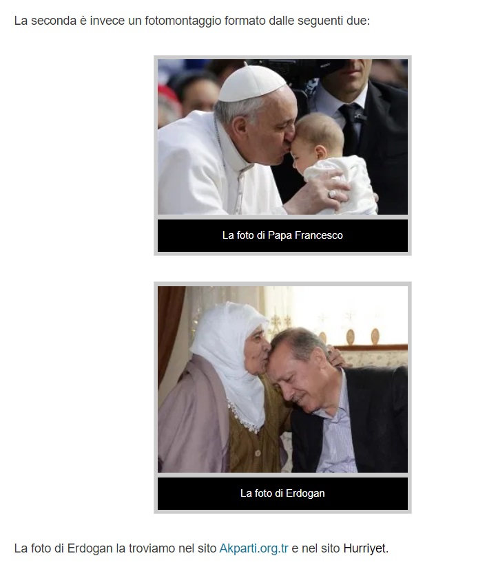 foto fake papa francesco bacia erdogan