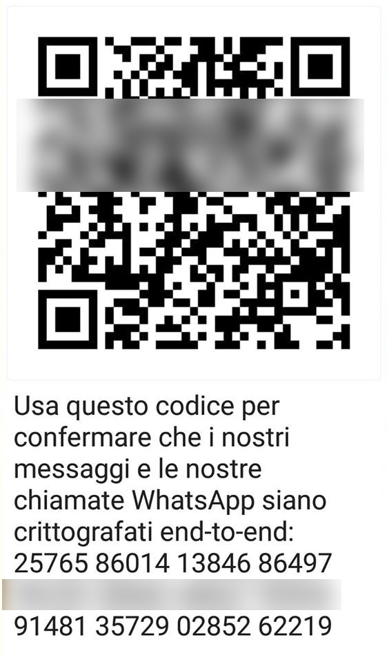 Usa questo codice per confermare che i messaggi e le chiamate WhatsApp siano crittografati