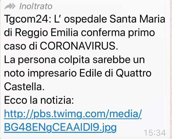 L'Ospedale Santa Maria di Reggio conferma primo caso di CORONAVIRUS
