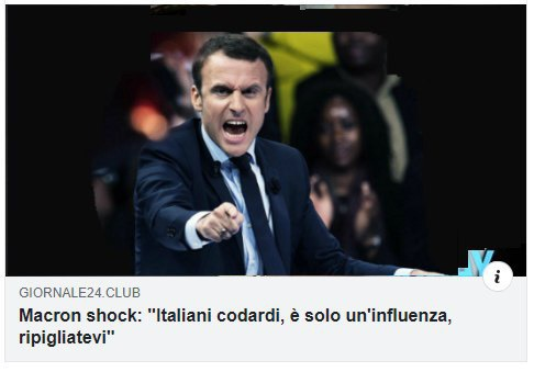 Macron shock: "Italiani codardi, è solo un'influenza, ripigliatevi"
