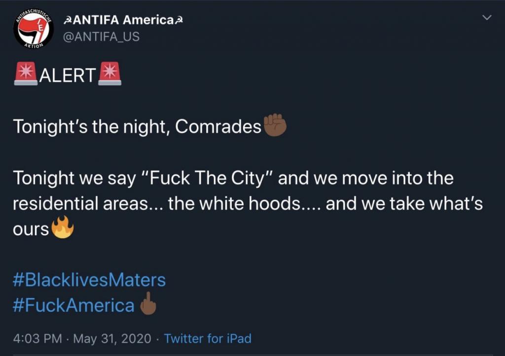 L'account Antifa_US bannato da Twitter