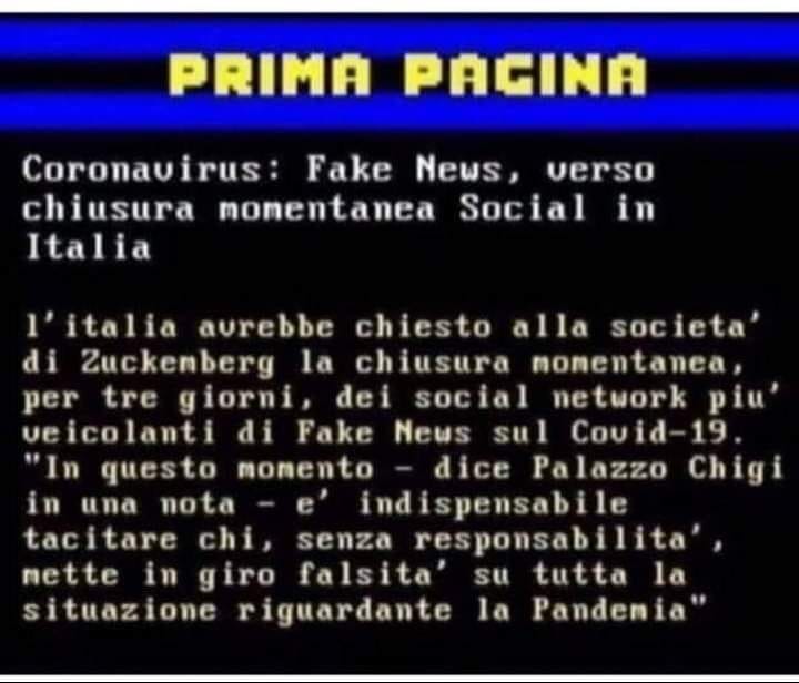 Fake News, verso chiusura momentanea dei Social in Italia - ancora bufale
