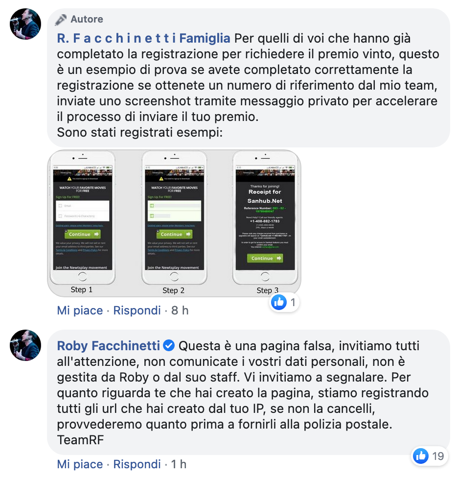 L'utimatum di Roby Facchinetti