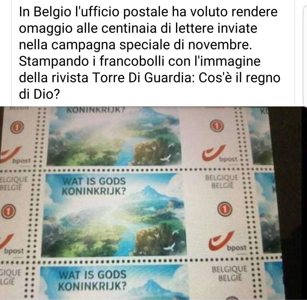 In Belgio l'ufficio postale ha voluto rendere omaggio ai Testimoni di Geova