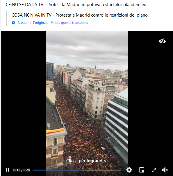 Protesta a Madrid contro le restrizioni del piano sanitario