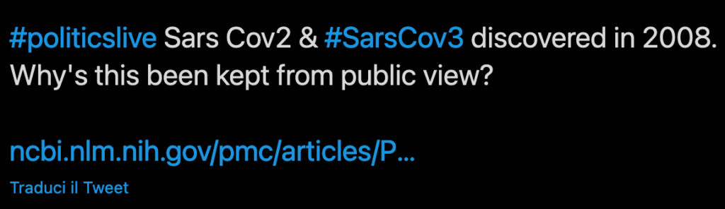 Nel 2008 avevano già scoperto SARS-CoV2 e SARS-CoV3