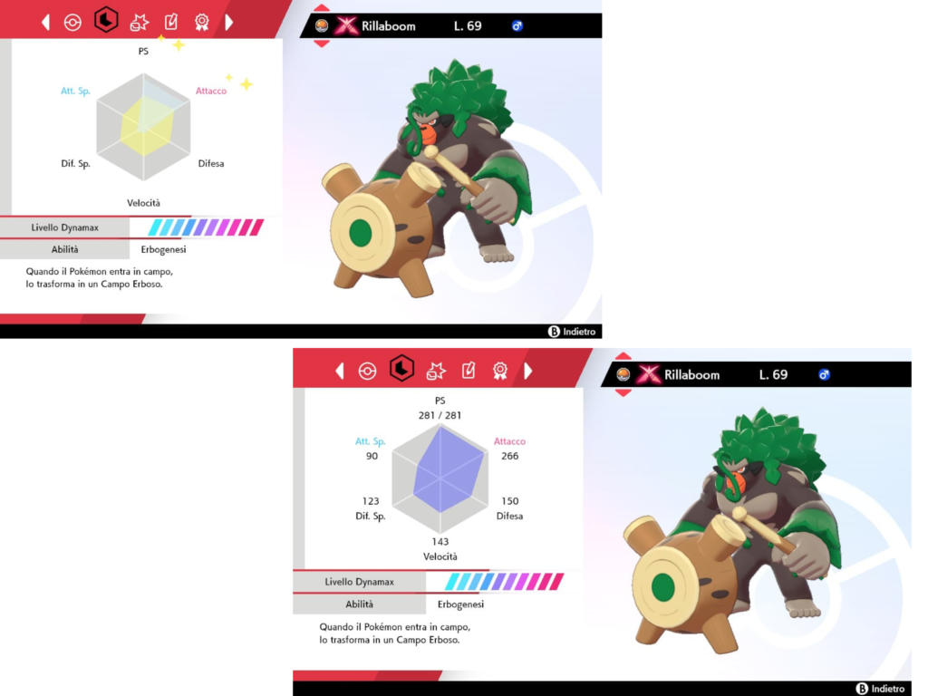 Un esempio di Pokémon allevato per l'Online, o "Battle Ready"