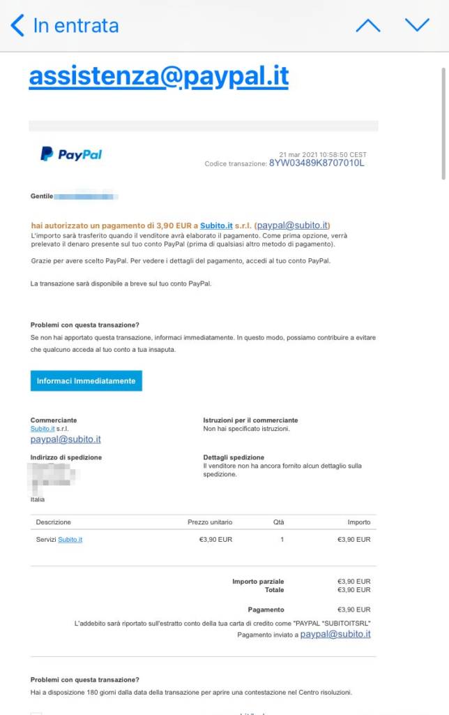 Nuova ondata di false mail di PayPal: attenti al click