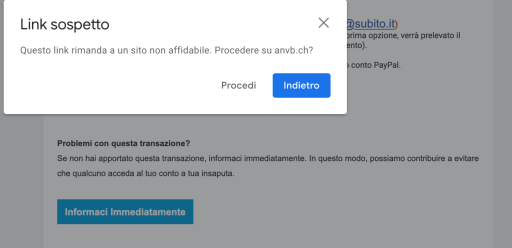 L'avviso su GMail