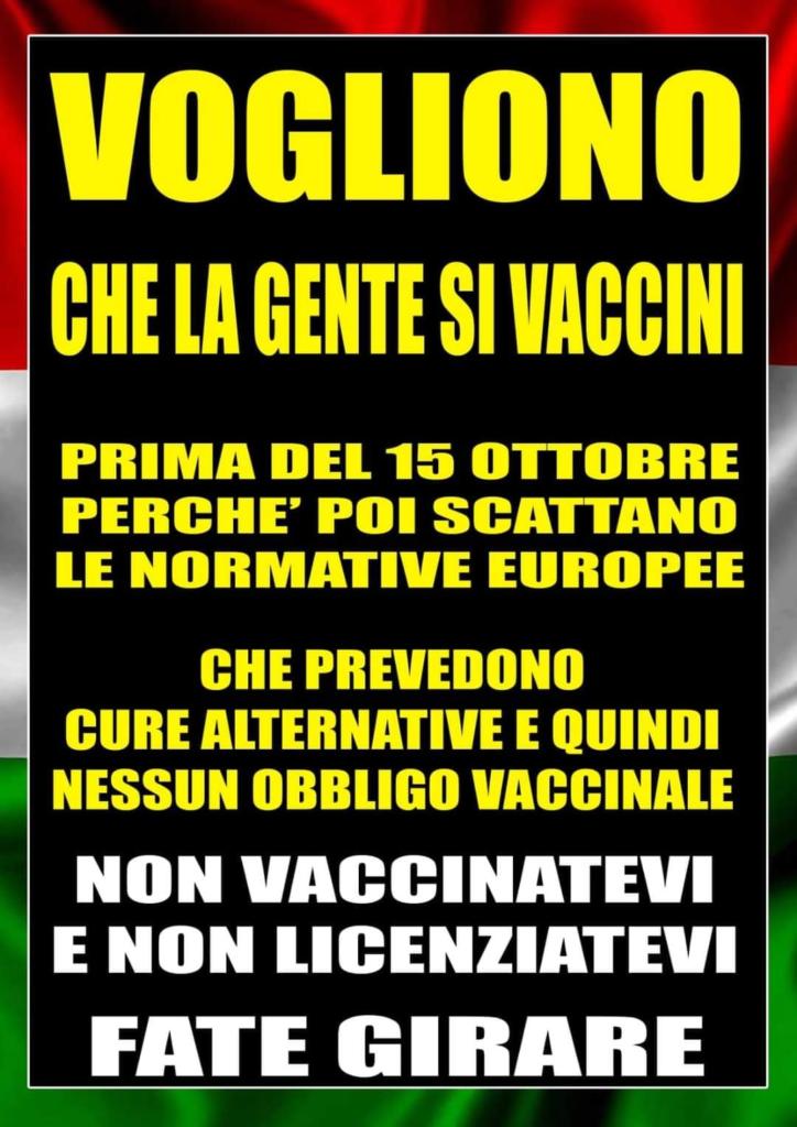 No, non decadrà l'obbligo vaccinale il 15 Ottobre per "normative europee"