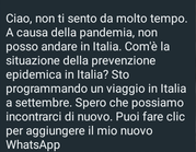 "Ciao, non ti sento da molto tempo"