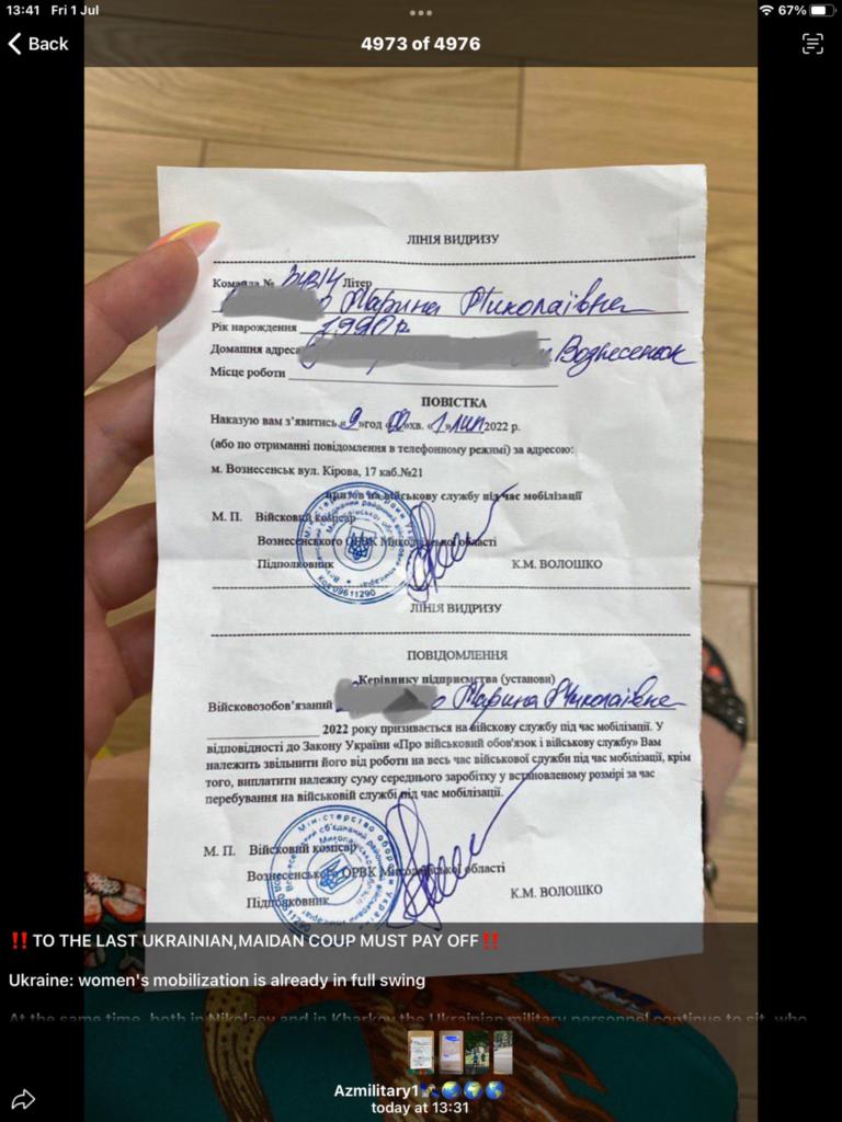 La leva obbligatoria per le donne in Ucraina, tra fake e #fontirusse