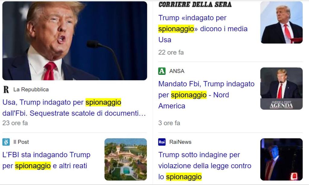 Attenti alla traduzione: Trump viola l'Espionage Act non significa "indagato per spionaggio" (da un tweet di Licia Corbolante)