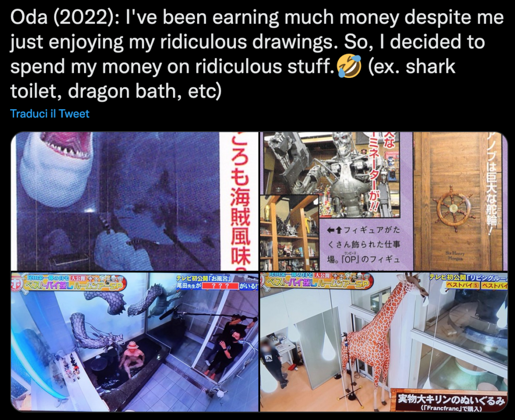 Le estrose spese dell'autore di One Piece alla fine della sua opera