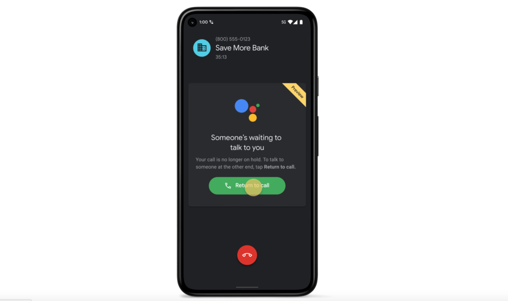 La funzione "Hold for me" di Google, screen dalla guida online