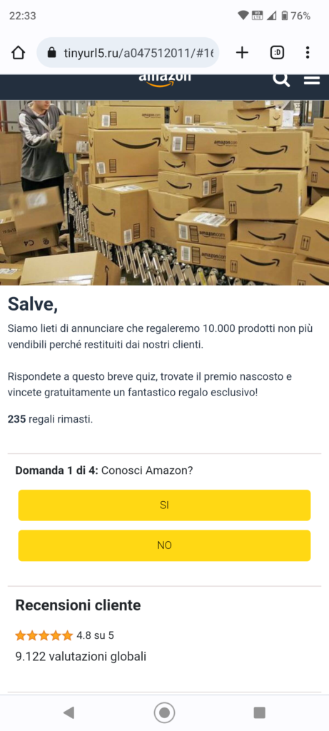 Il falso post di "Amazon regala i prodotti non più vendibili perché restituiti"