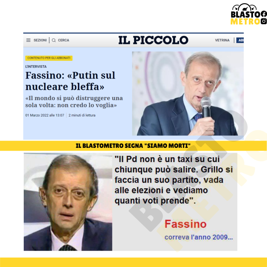 Tornano sui social le atomiche profezie di Fassino: "Putin bluffa sul nucleare"