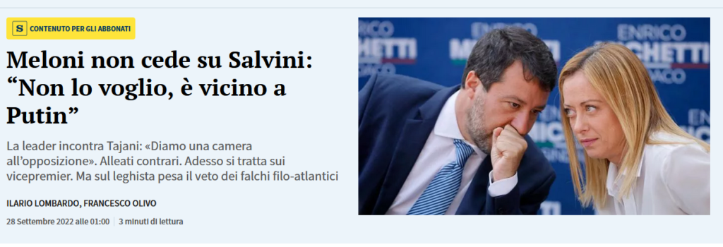 "Meloni non vuole Salvini Filo-Russo" la piaga dei virgolettati inventati