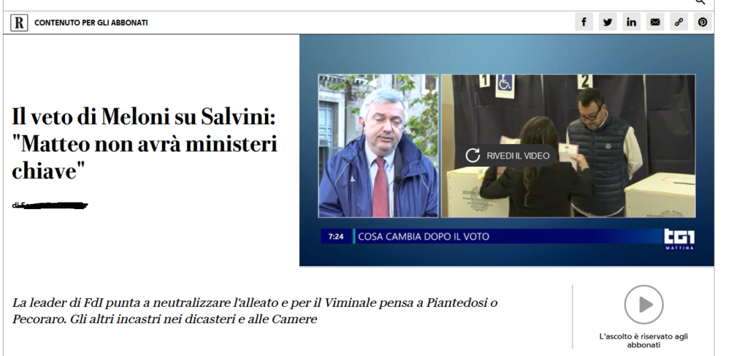 "Matteo non avrà ministeri chiave", titolo con clickbait