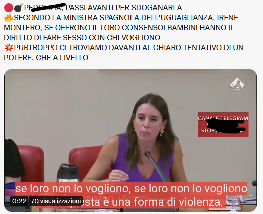 Quei post su Irene Montero sdogana la pedofilia sono fake news