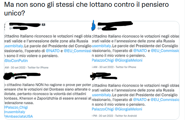 Uno spettro si aggira per l'Europa: il copincolla degli oblast, fonte Twitter