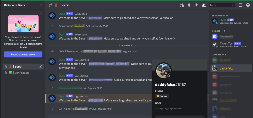 Il discord di Billionaire Bears