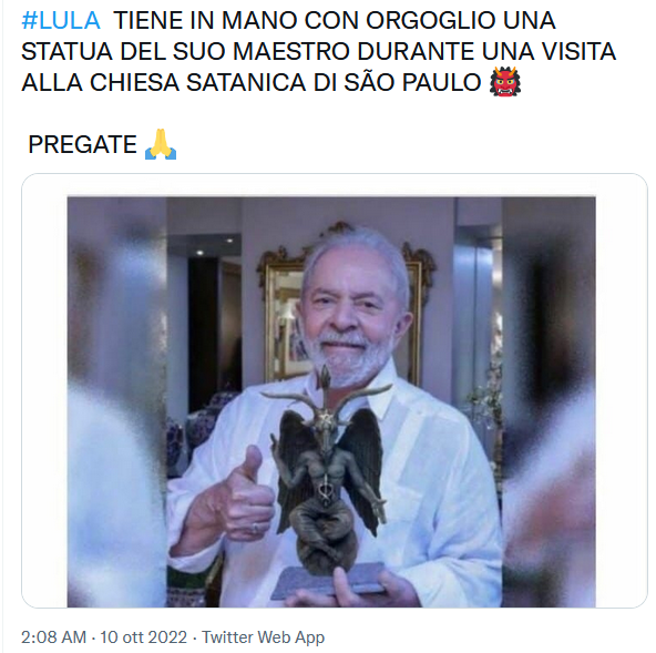 Lula con una statua di Satana a San Paolo: satanelli Photoshop per tutti