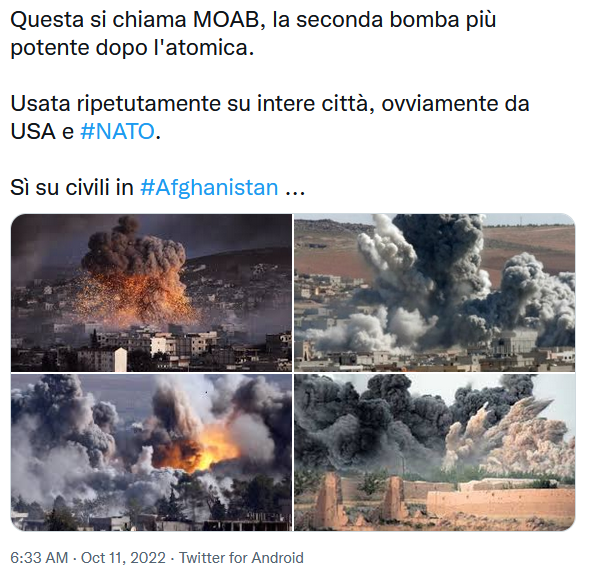 Questa è la MOAB, usata ripetutamente da NATO e USA (se l'avessero avuta però)