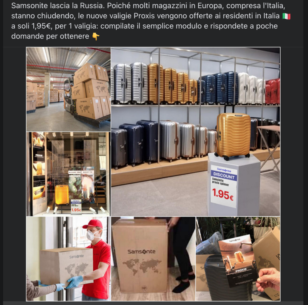 Valigie Samsonite Proxis a 1,95 Euro, grazie alle Fonti Russe