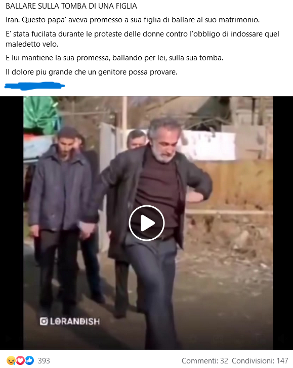 Il padre iraniano che balla sulla tomba della figlia viene da una serie TV