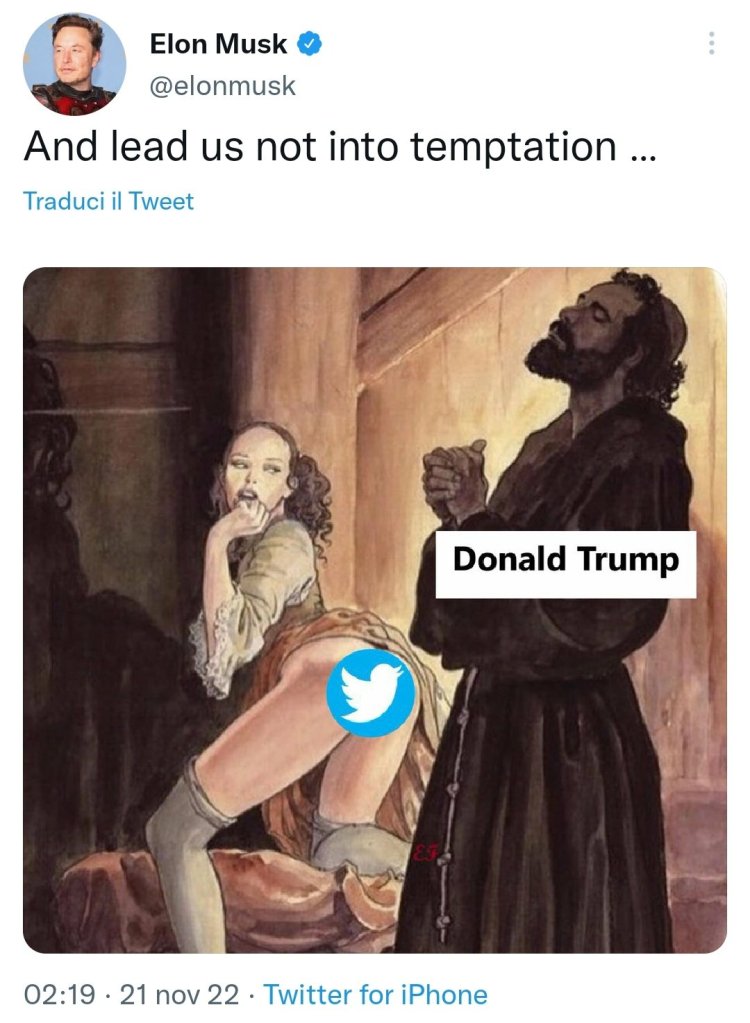 Elon Musk usa un disegno di Manara per attirare Trump