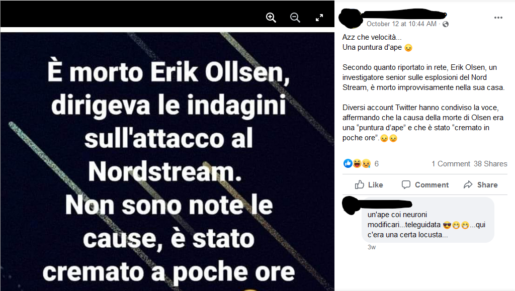 L'ineffabile Erik Ollsen morto perché sapeva tutto su North Stream (se esistesse)