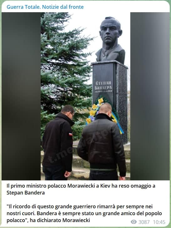 Primo Ministro Polacco davanti a Bandera: dalla Russia con Photoshop