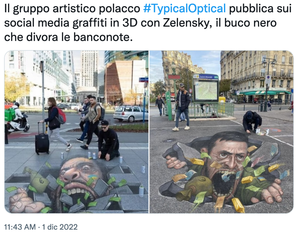 Le fonti russe inventano graffiti contro Zelensky, come al solito