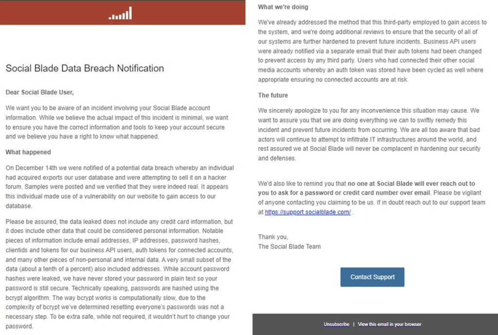 Social Blade conferma il Data Breach: cosa aspettarsi